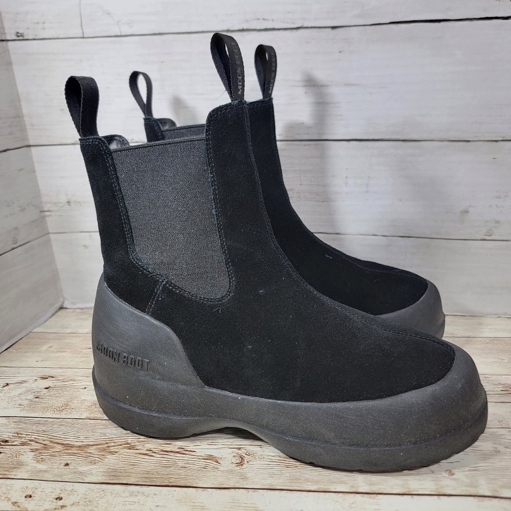 Moon Boots LUNA BLACK SUEDE CHELSEA BOOTS EU 37